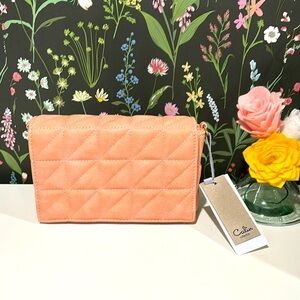 Coral quilted crossbody